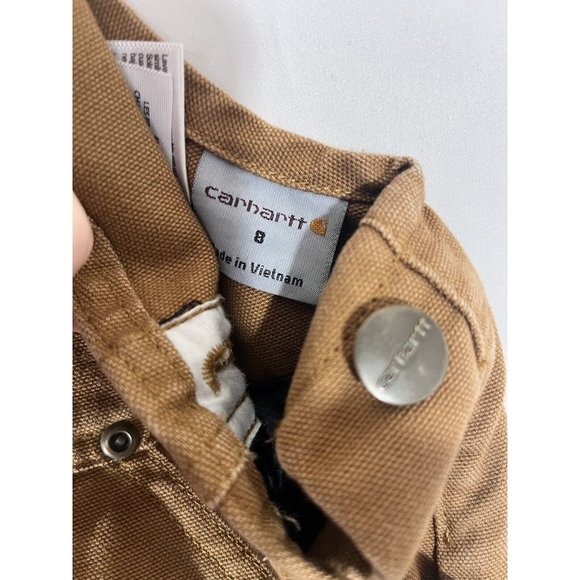 Carhartt Insulated Bib Overalls Duck Youth Size 8 Double Knee - Picture 7 of 13